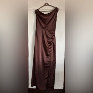 Show Me Your MuMu Asymmetrical Chocolate Gown